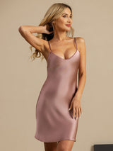 [Blasses Mauve] SilkSilky-DE Sleeveless V Neck Nachthemden 001