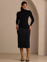 [Schwarz] SilkSilky-DE Long Sleeve Turtle Neck T-Shirt 007