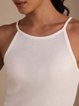 [Weiß] SilkSilky-DE Sleeveless Crew Neck Cami Top 005