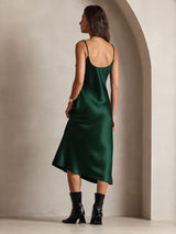 [Dunkelgrün] SilkSilky-DE Sleeveless V Neck Kleider 002