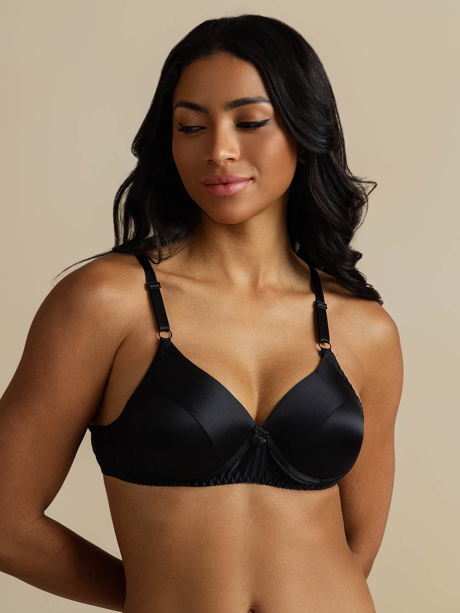 [Schwarz] SilkSilky-DE Reine Seide Bra 003,