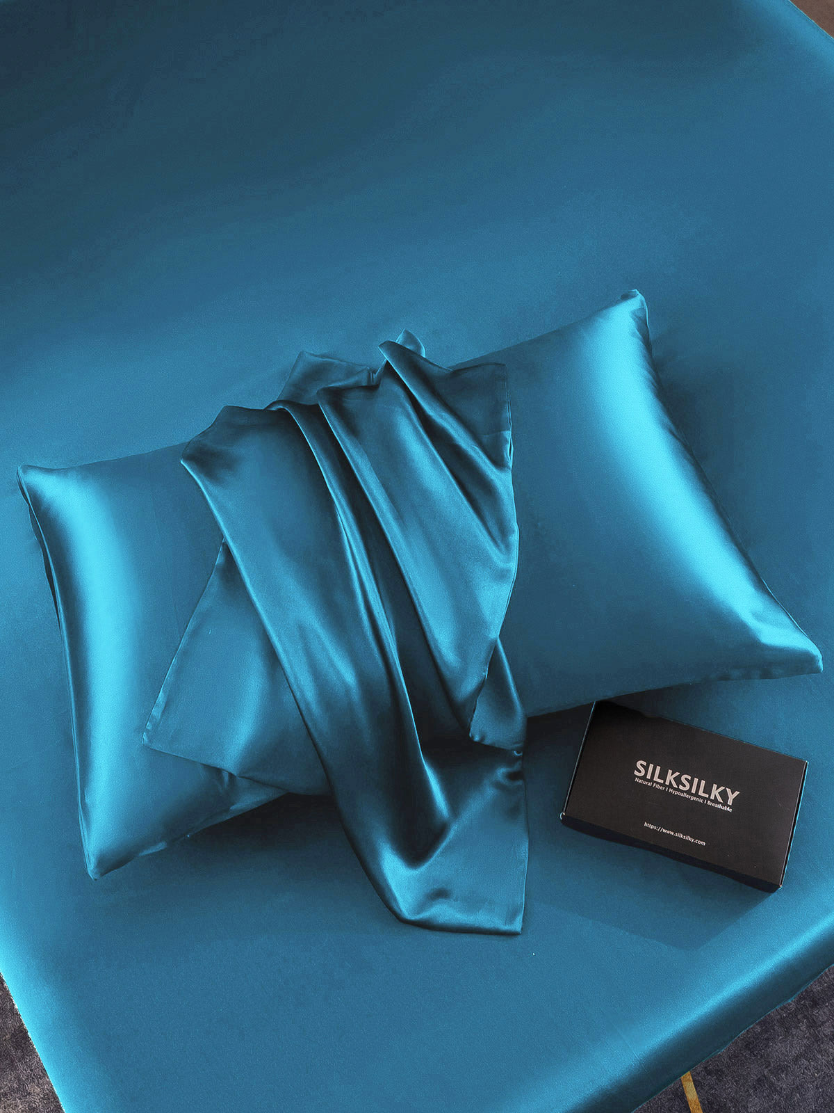 [König Blau] SilkSilky-DE 19Momme Reine Seide Pillowcase 006