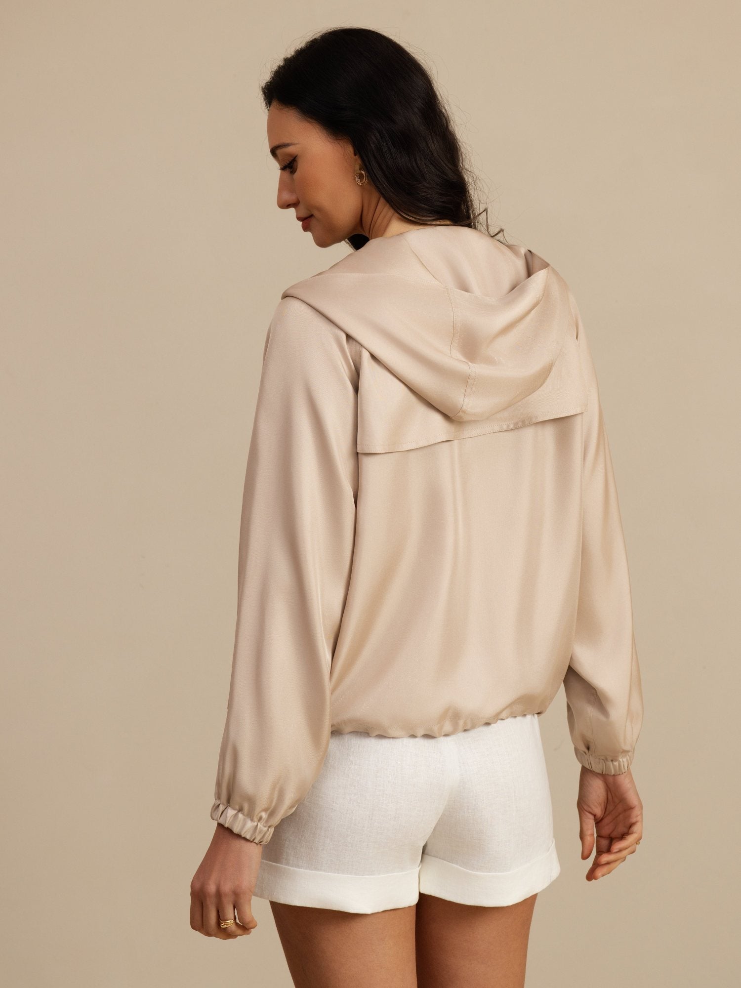 [Tan] SilkSilky-DE Langärmelig Hoher Kragen Oberbekleidung 002