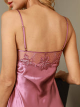 [Blasses Mauve] SilkSilky-DE Spaghettiträger V Ausschnitt Nachthemden 003