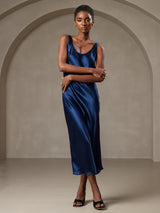 [Dunkelblau] SilkSilky-DE Sleeveless Kleider 001