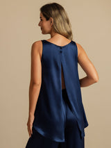 [Dunkelblau] SilkSilky-DE Sleeveless Scoop Neck Cami Top 001