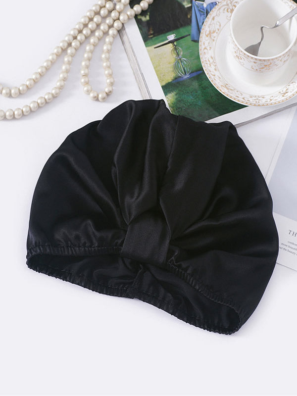 [Schwarz] SilkSilky-DE Reine Seide Sleep Cap 002,