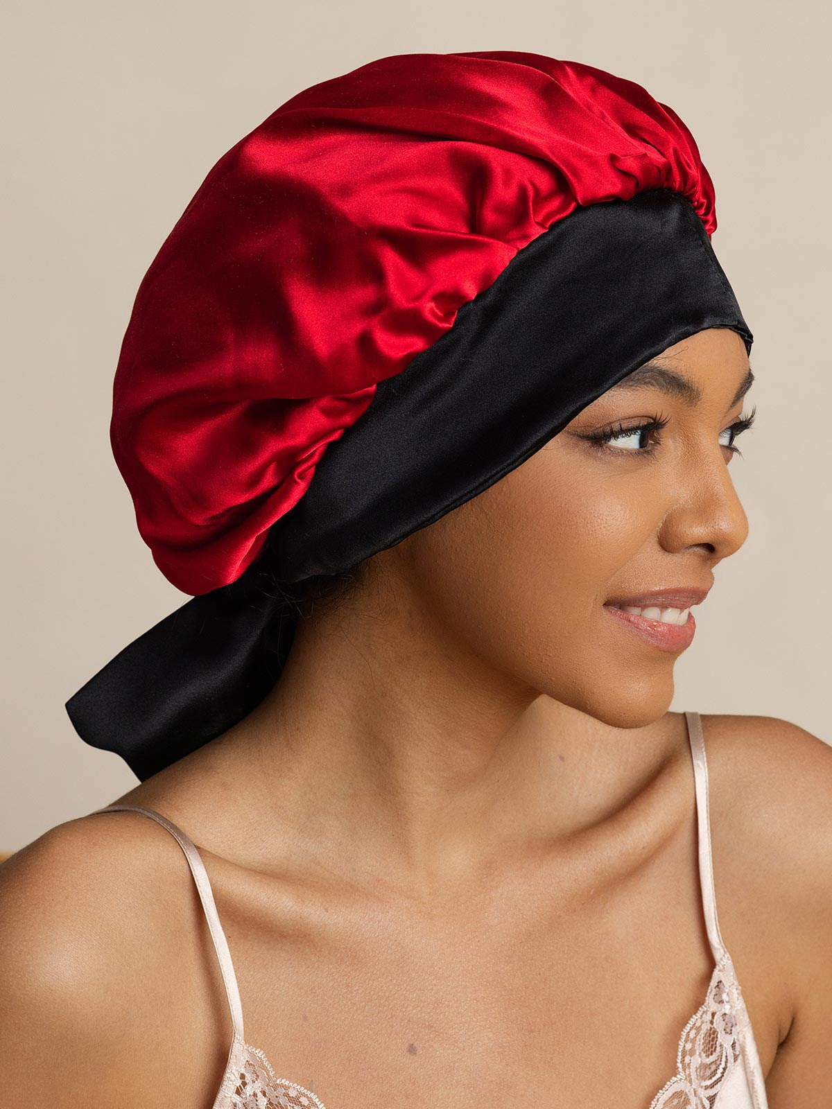 SilkSilky-DE Reine Seide Sleep Cap Rotwein 007