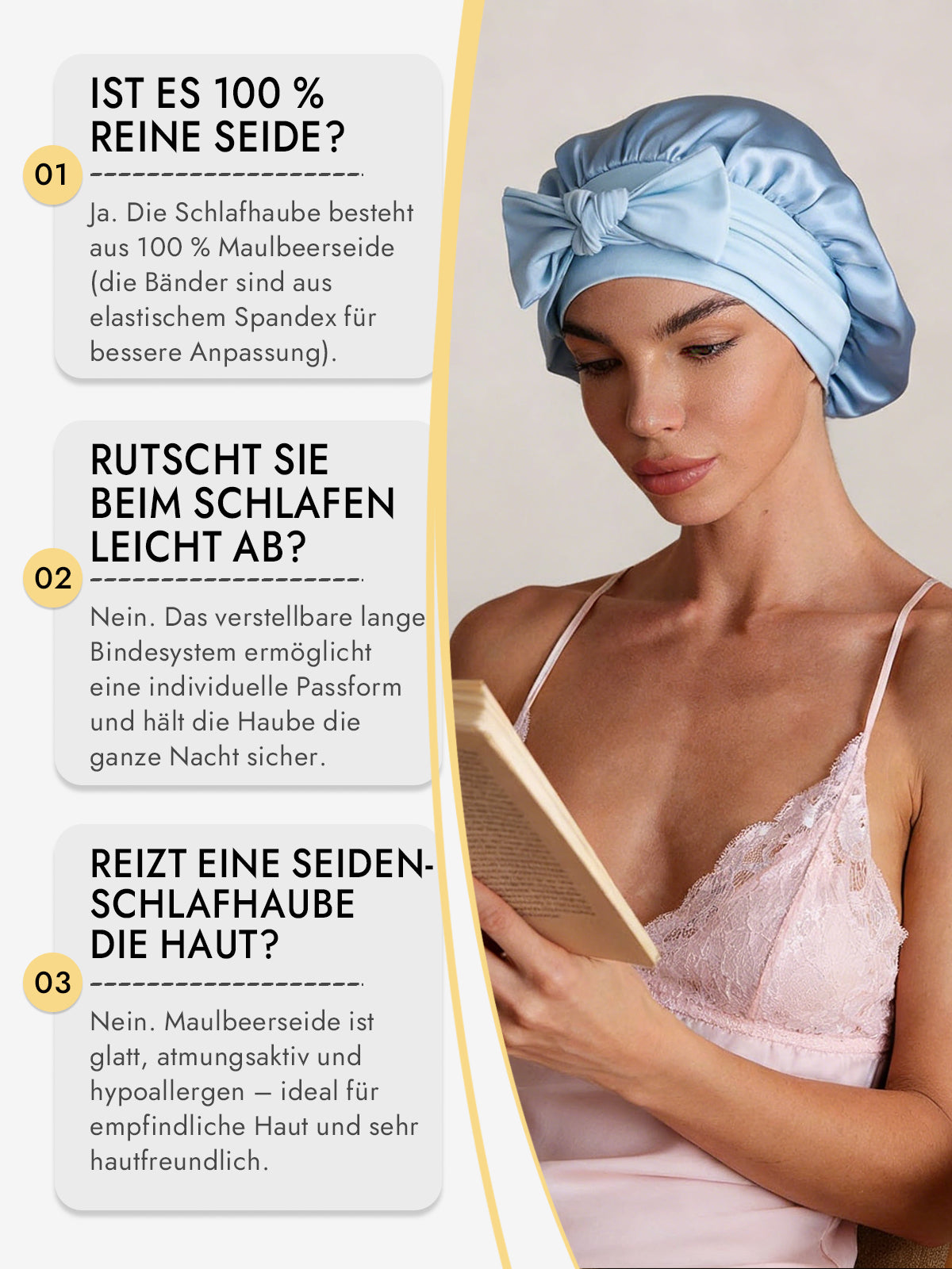 [Himmelblau] SilkSilky-DE Reine Seide Sleep Cap 006