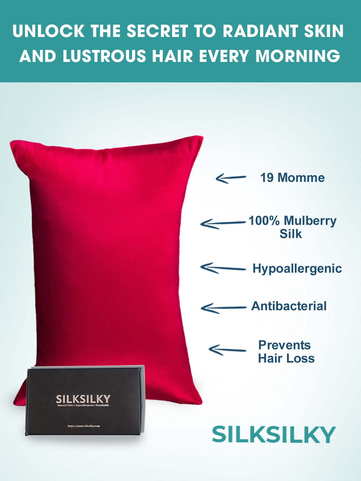 [Rotwein] SilkSilky-DE 19Momme Reine Seide Pillowcase 002