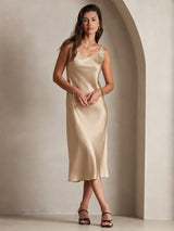 [Champagner Gold] SilkSilky-DE Sleeveless Kleider 006