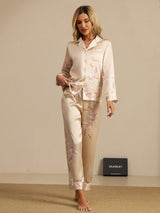 [Champagner] SilkSilky-DE Long Sleeve Notch-Kragen Damen Pyjamas 006