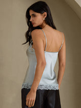 [Graublau] SilkSilky-DE Spaghetti Strap V Neck Cami Top 002