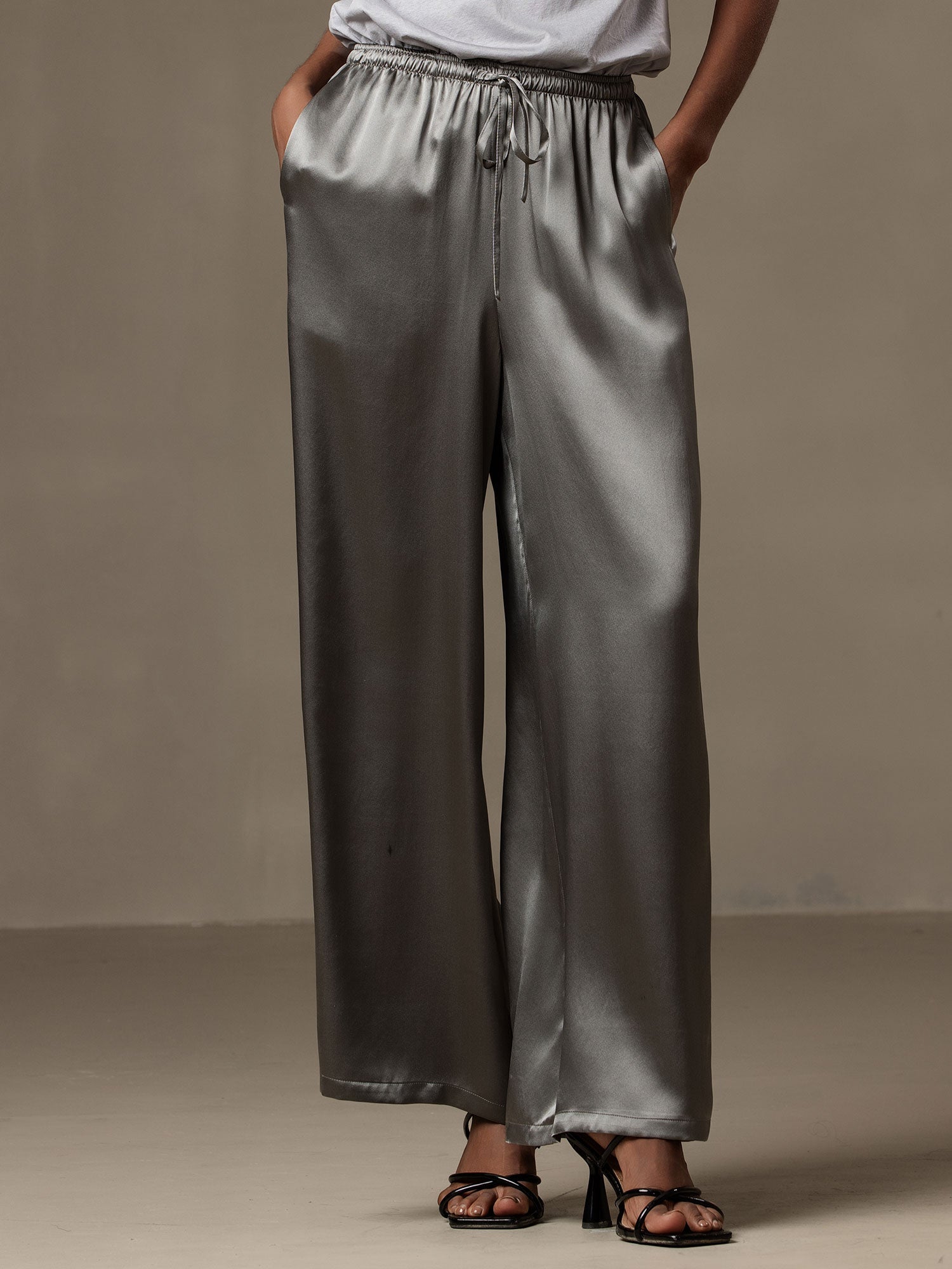 [Dunkelgrau] SilkSilky-DE Pure Silk Womens Pants 001