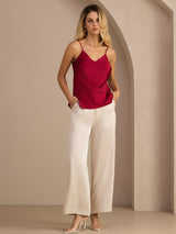 [Rotwein] SilkSilky-DE Sleeveless V Neck Cami Top 006