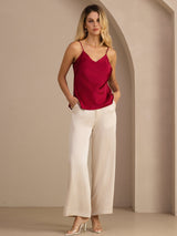 [Rotwein] SilkSilky-DE Sleeveless V Neck Cami Top 006
