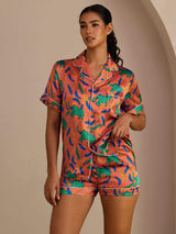 [Ton Elefant] SilkSilky-DE Short Sleeve Lapel Collar Damen Pyjamas 003
