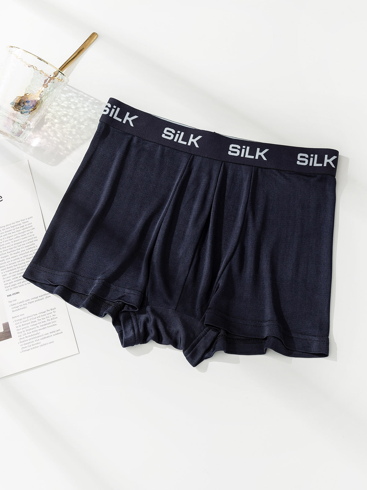 [Dunkelblau] SilkSilky-DE Reine Seide Mens Underwear 005