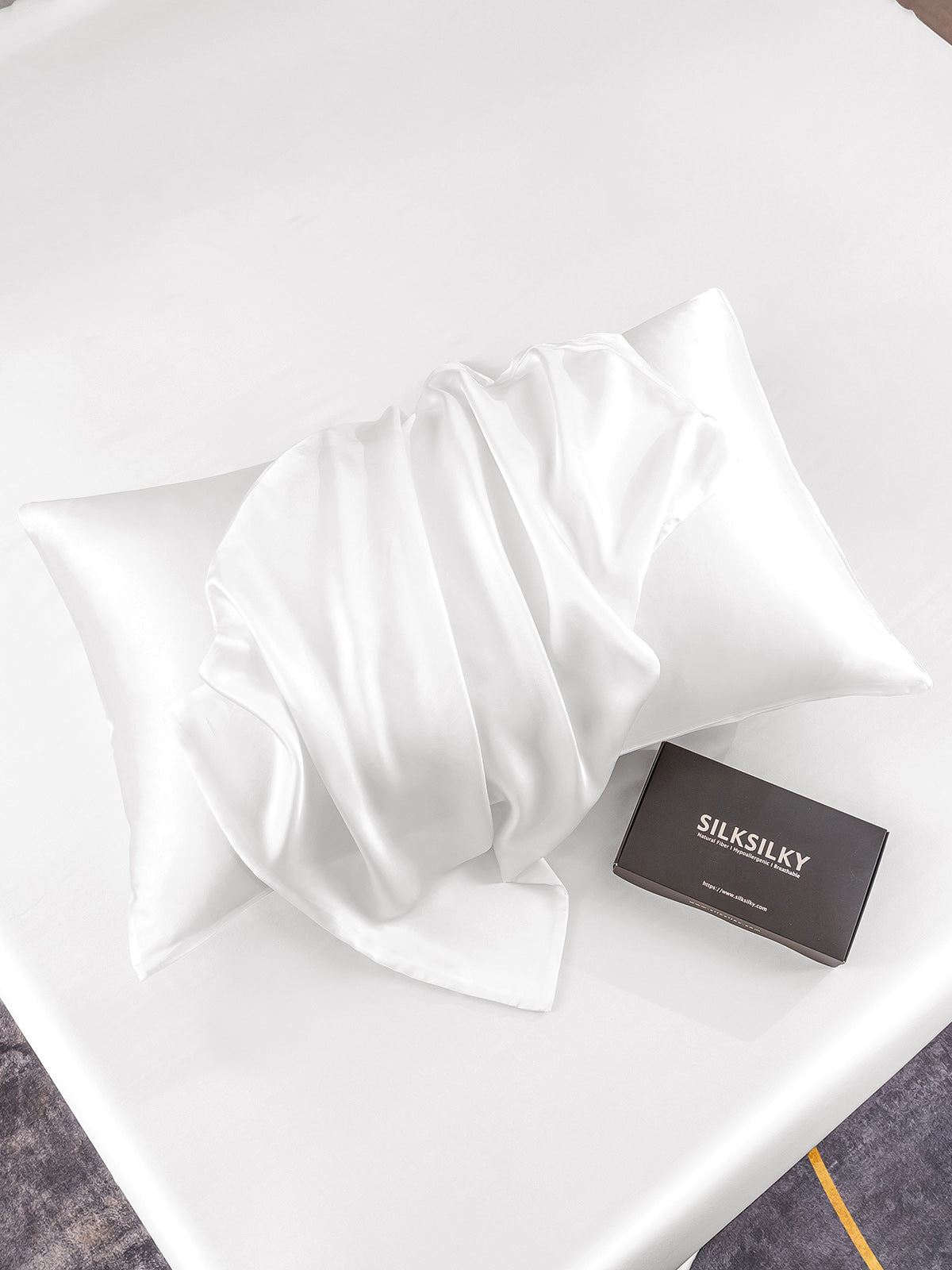 [Weiß] SilkSilky-DE 22Momme Reine Seide Pillowcase 004