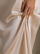 [Beige] SilkSilky-DE 3/4 Sleeve Round Neck Kleider 004