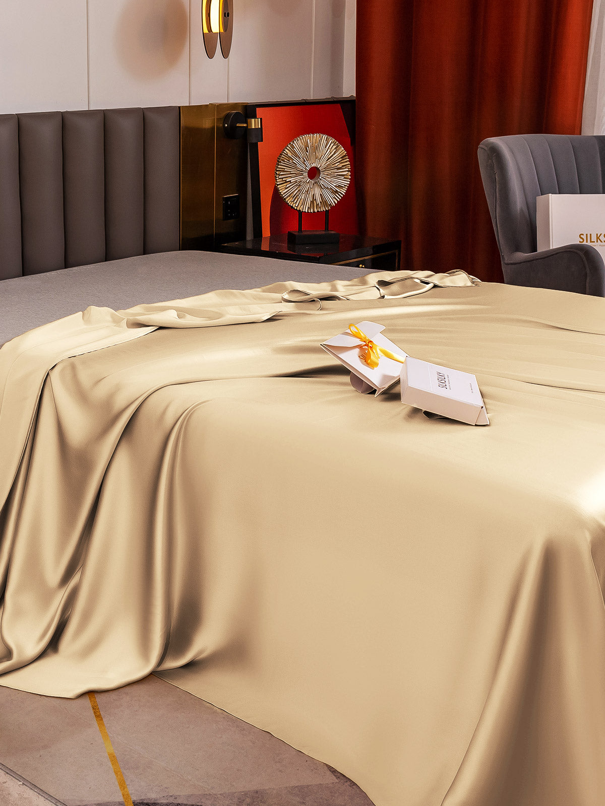 [Beige] SilkSilky-DE 19Momme Reine Seide Sheet 005