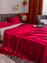 [Rotwein] SilkSilky-DE 19Momme Bettwäsche Sets 005