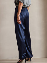 [Dunkelblau] SilkSilky-DE 19Momme Seide Womens Pants 002,