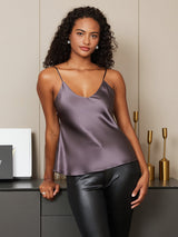 [Lilagrau] SilkSilky-DE Spaghetti Strap V Neck Cami Top 006