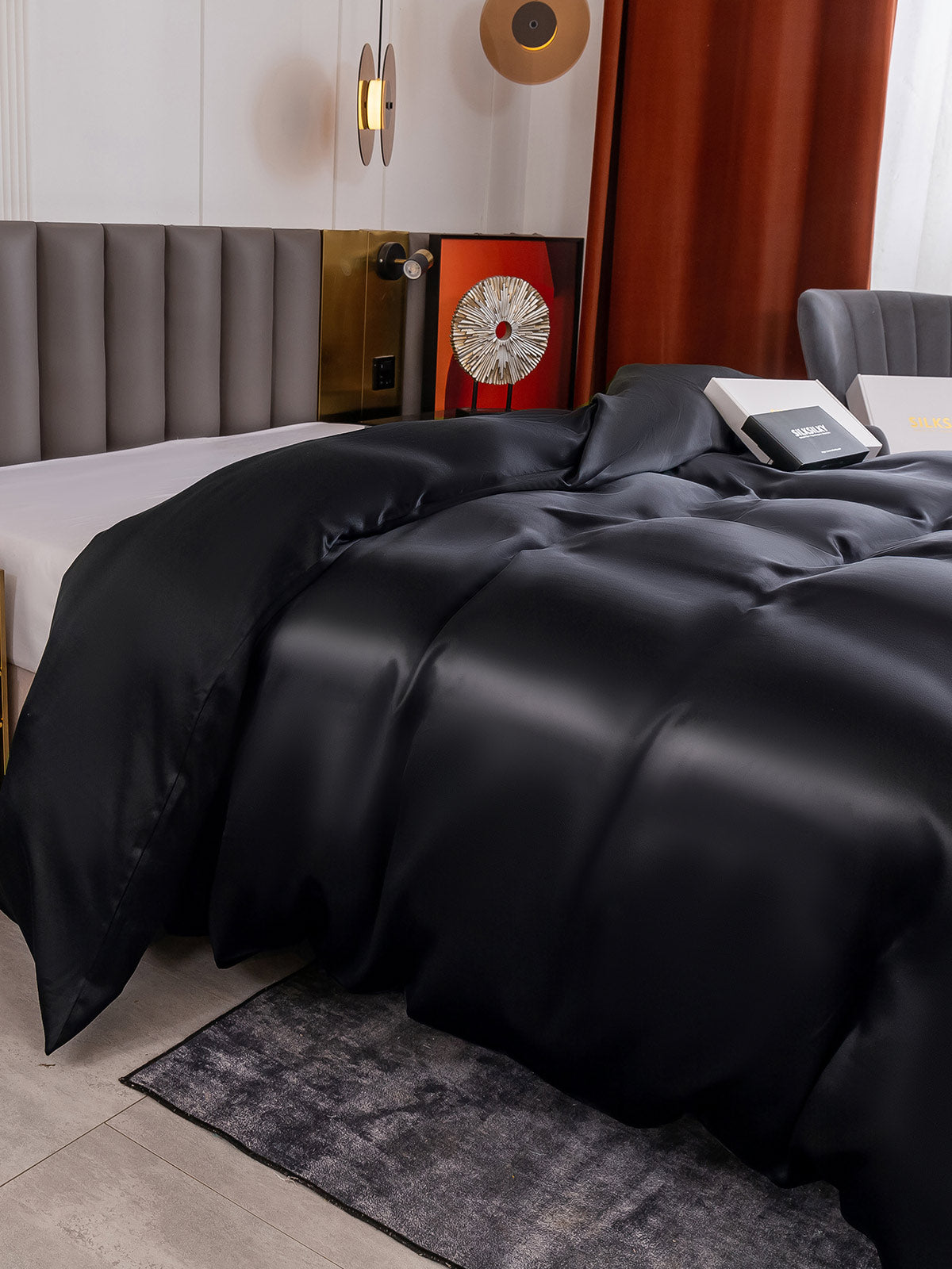 [Schwarz] SilkSilky-DE 19Momme Reine Seide Duvet Cover 002