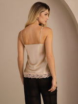 [Champagner] SilkSilky-DE Spaghetti Strap V Neck Cami Top 002