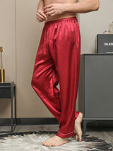 [Rot] SilkSilky-DE Reine Seide Mens Sleep Bottoms 003,