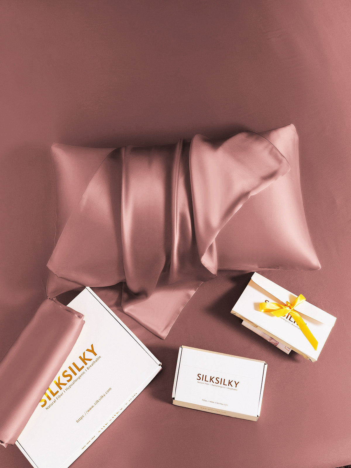 [Blasses Mauve] SilkSilky-DE 22Momme Reine Seide Pillowcase 005