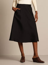 [Schwarz] SilkSilky-DE 32Momme Silk-Wool Blend Skirt 008