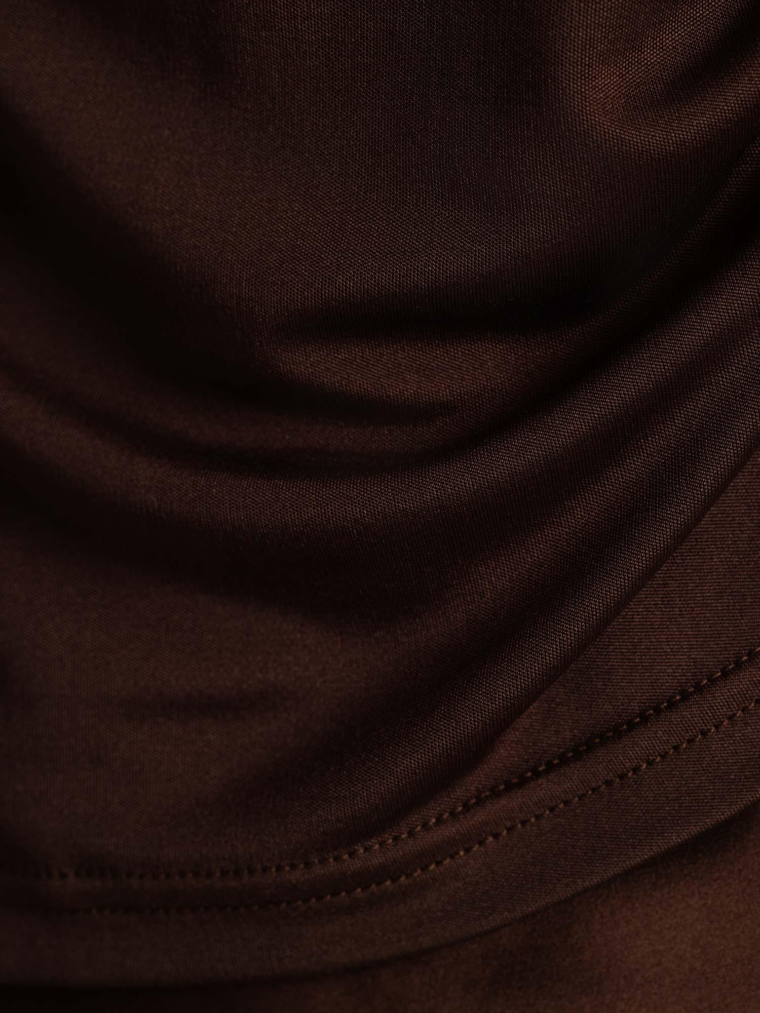 [Kaffee] SilkSilky-DE Reine Seide Umlegekragen T-Shirt 005