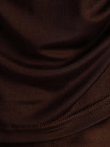 [Kaffee] SilkSilky-DE 100% Silk Jersey Short Sleeve Mock Neck T-Shirt 005