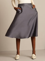 [Grau] SilkSilky-DE 32Momme Silk-Wool Blend Skirt 003