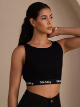 [Schwarz] SilkSilky-DE Sleeveless Crew Neck Cami Top 004