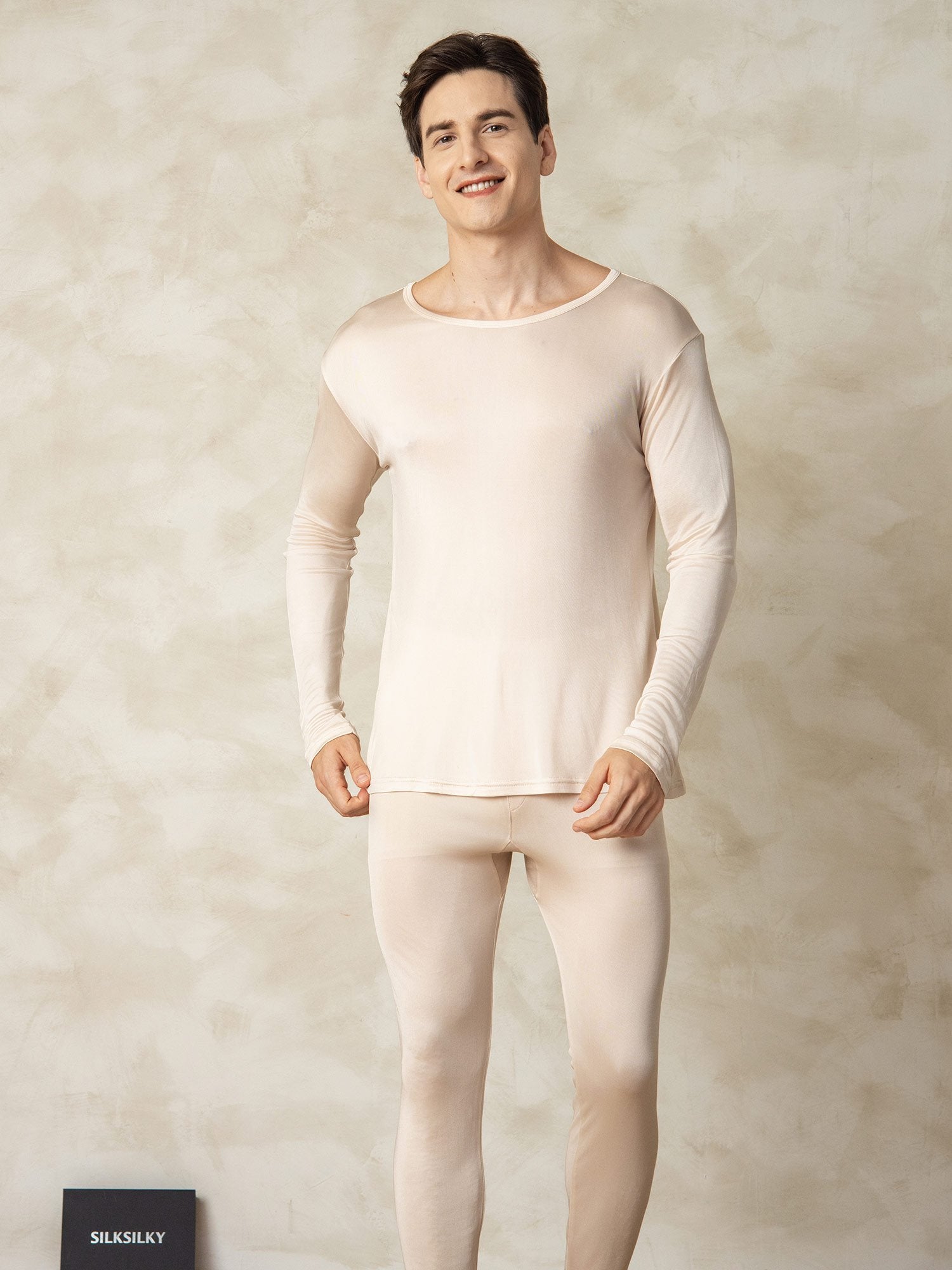 [Tan] SilkSilky-DE Seidenstrick Mens Pajamas 004