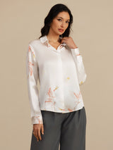 [Weiß] SilkSilky-DE 19Momme Langärmelig Lapelkragen Damenhemd 003