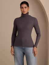 [Dunkelgrau] SilkSilky-DE Long Sleeve Turtle Neck T-Shirt 001