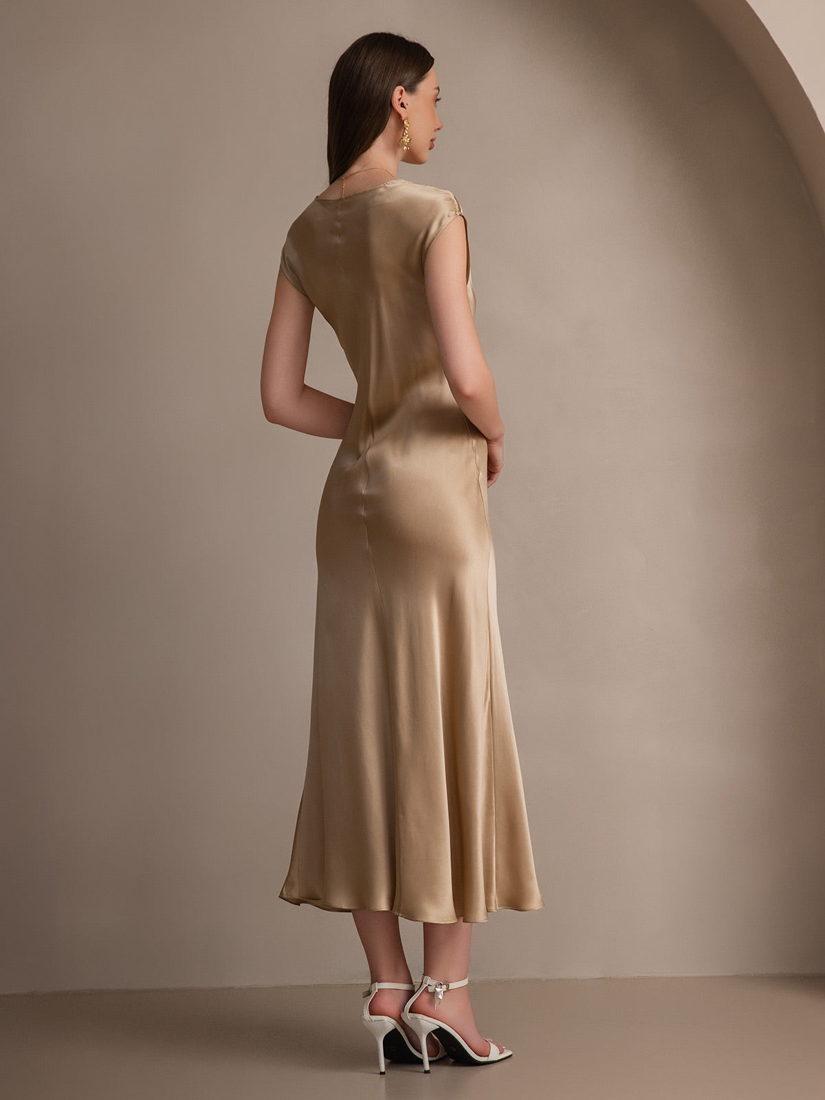 [Champagner] SilkSilky-DE 19Momme Seide Dress 002