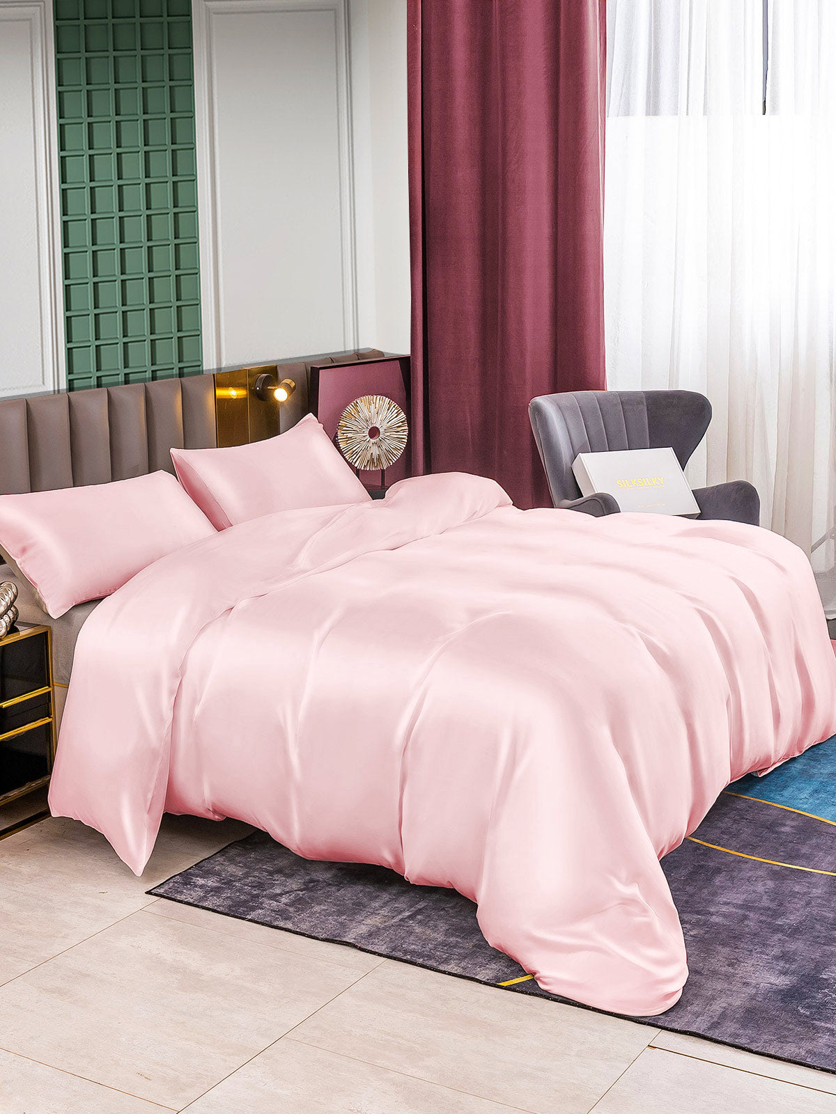 [Rosa] SilkSilky-DE 25Momme Reine Seide Bedding Set 004