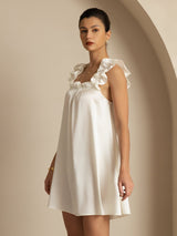 [Weiß] SilkSilky-DE Sleeveless Square Neck Nachthemden 004