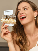 [Beige+Champagner] SilkSilky-DE 19Momme Scrunchie 005