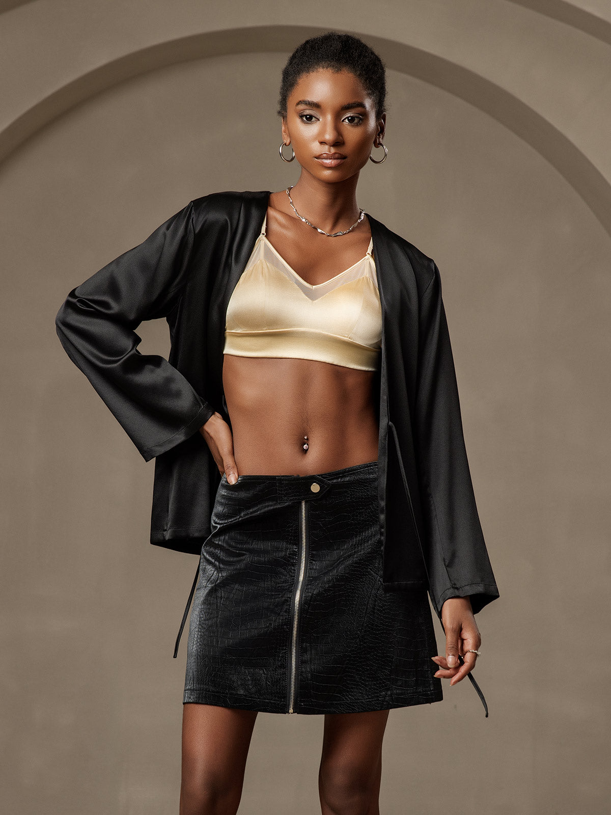 [Schwarz] SilkSilky-DE Long Sleeve Oberbekleidung 001