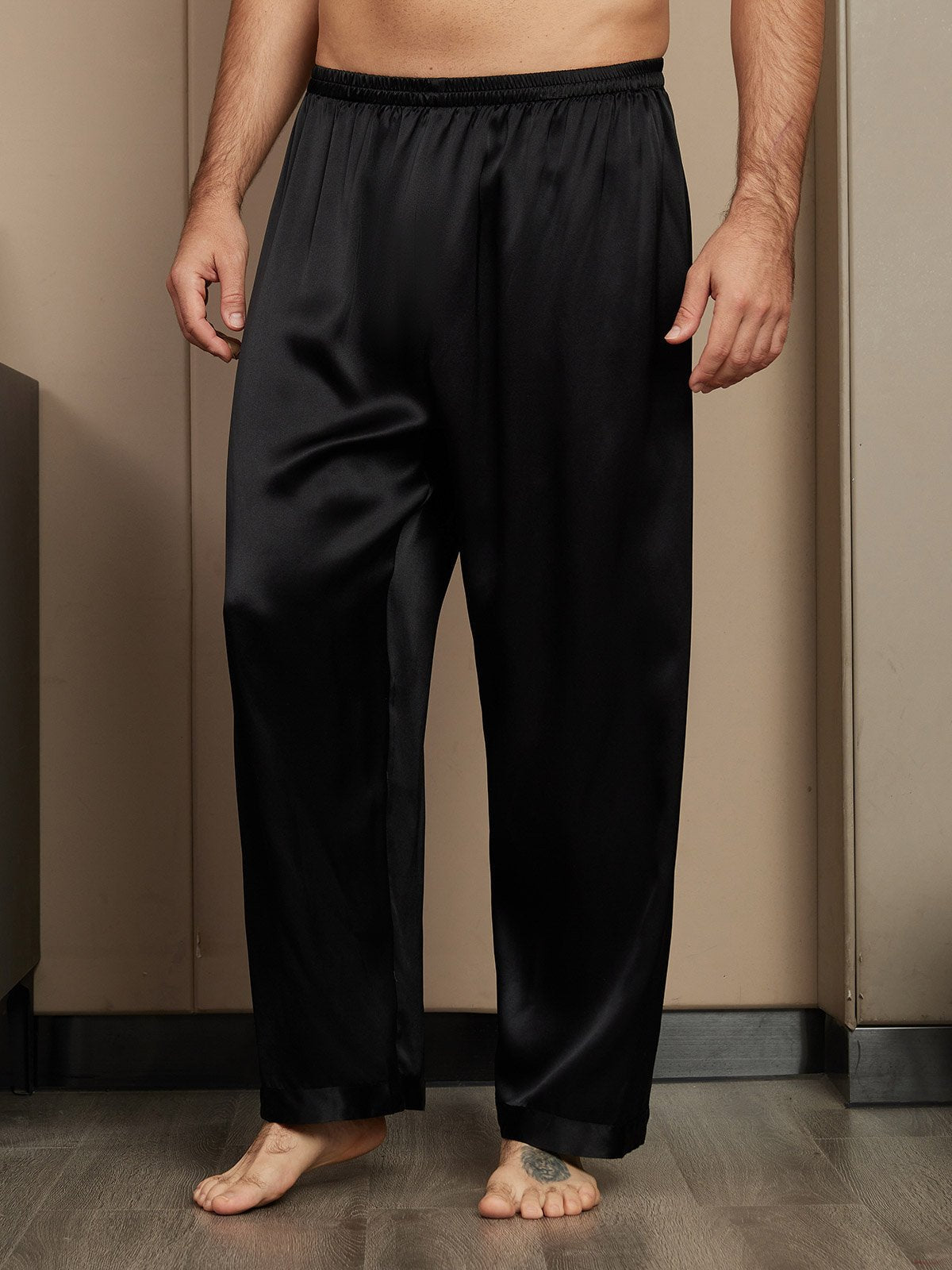 [Schwarz] SilkSilky-DE Mens Sleep Bottoms 001