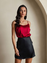 [Schwarz] SilkSilky-DE Reine Seide Skirt 003