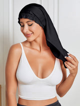 [Schwarz] SilkSilky-DE Reine Seide Sleep Cap 005