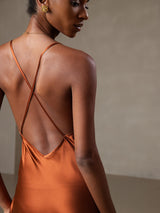 [Karamell] SilkSilky-DE Sleeveless V Neck Kleider 003