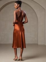 [Karamell] SilkSilky-DE Sleeveless V Neck Kleider 002